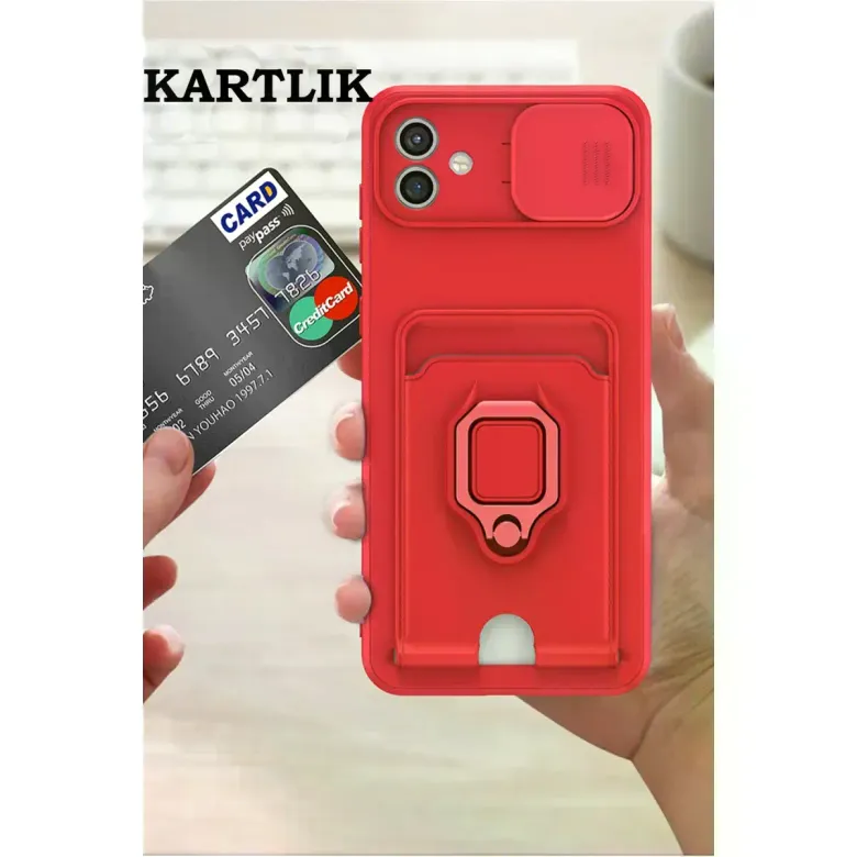 Samsung Galaxy A05 Kılıf Zuma Kartvizitli Yüzüklü Silikon - Siyah
