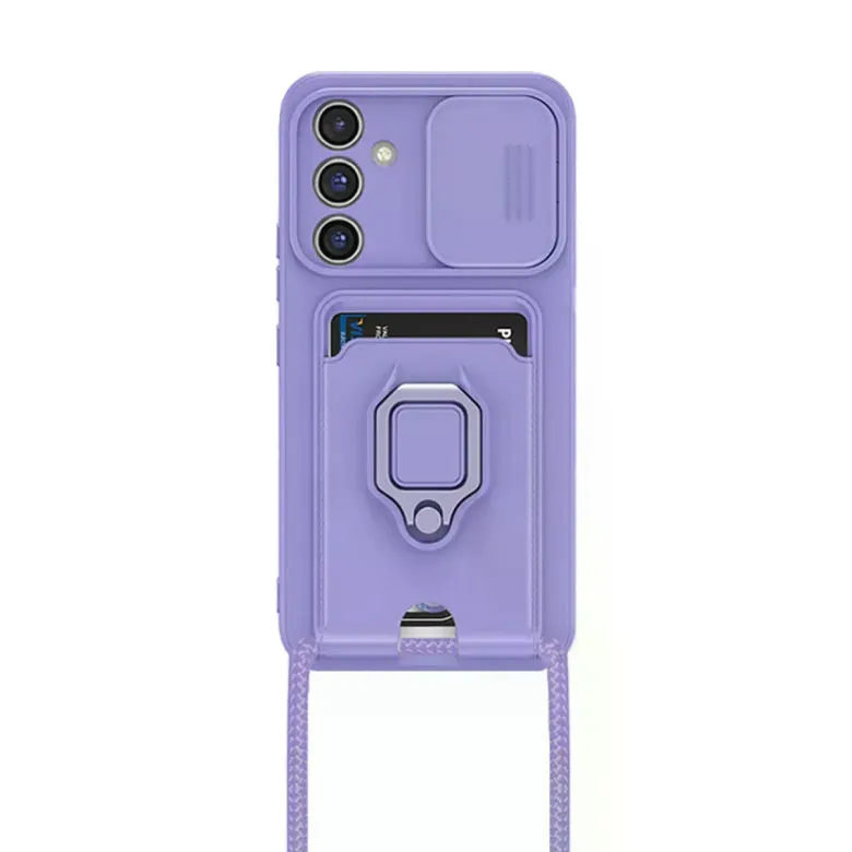 Samsung Galaxy A05s Kılıf Zuma Kartvizitli Yüzüklü Silikon - Lila