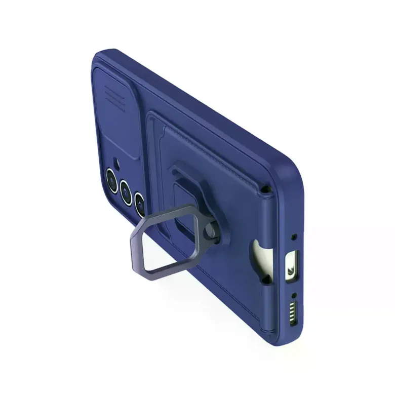 Samsung Galaxy A05s Kılıf Zuma Kartvizitli Yüzüklü Silikon - Lacivert