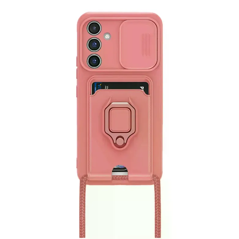 Samsung Galaxy A05s Kılıf Zuma Kartvizitli Yüzüklü Silikon - Pembe