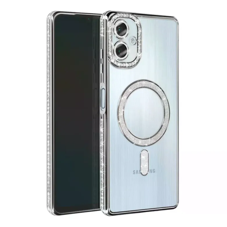 Samsung Galaxy A06 Joke Simli Magneticsafe Kılıf - Gümüş