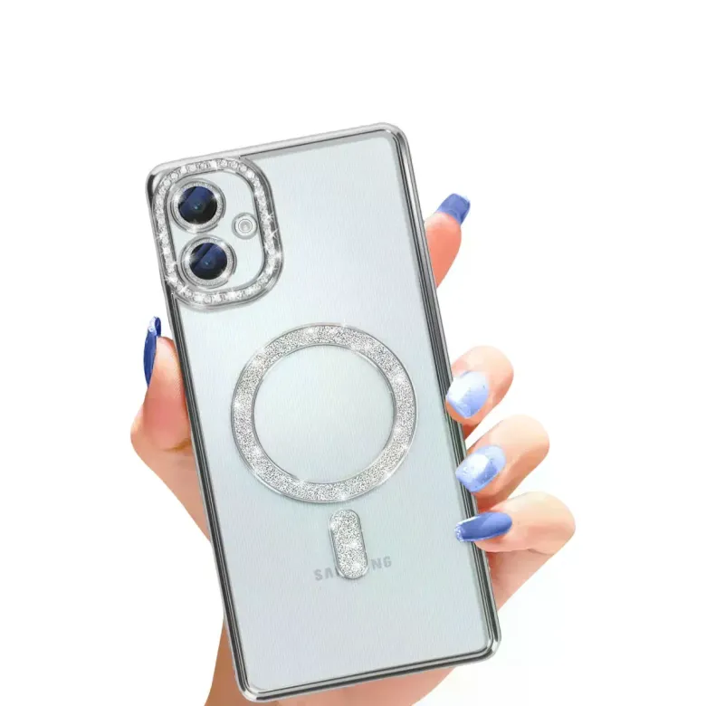 Samsung Galaxy A06 Joke Simli Magneticsafe Kılıf - Gümüş
