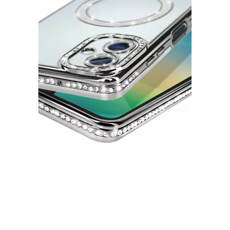 Samsung Galaxy A06 Joke Simli Magneticsafe Kılıf - Gümüş