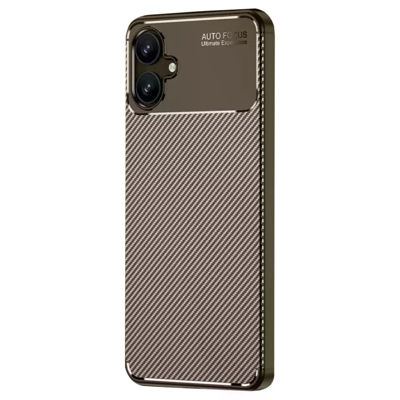Samsung Galaxy A06 Kılıf Auto Focus Karbon Kapak - Kahverengi