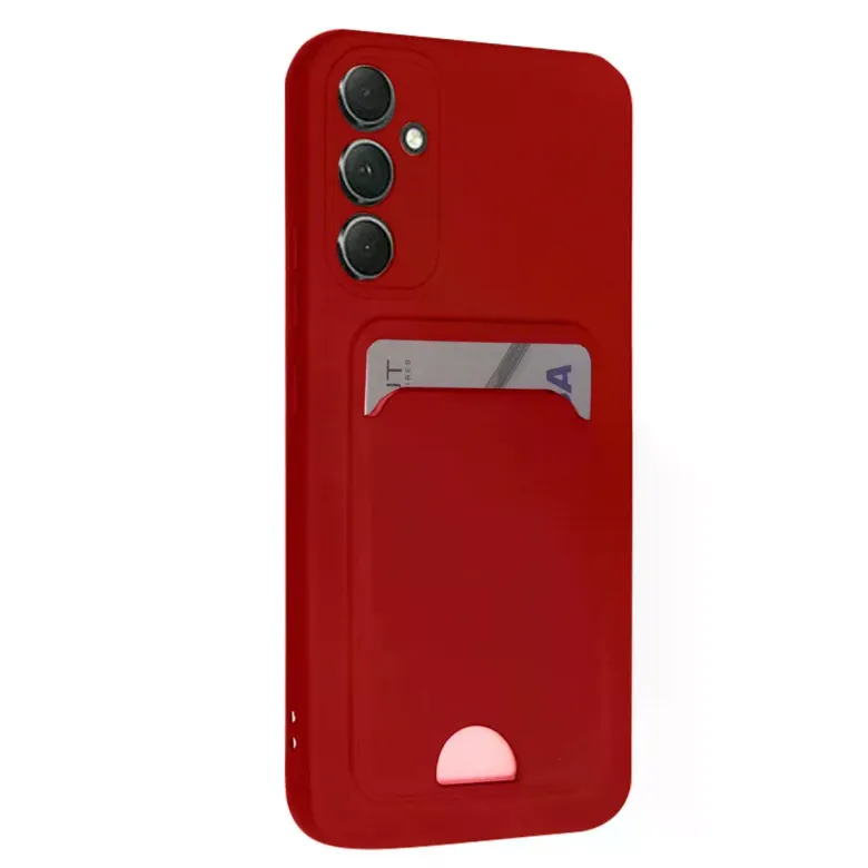 Samsung Galaxy A16 5g Kılıf Kelvin Kartvizitli Silikon - Kırmızı