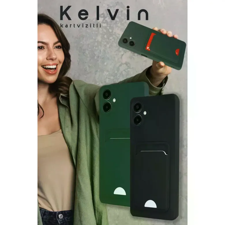 Samsung Galaxy A16 5g Kılıf Kelvin Kartvizitli Silikon - Kırmızı