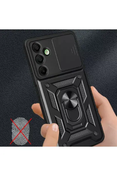 Samsung Galaxy A16 5G Kılıf Pars Lens Yüzüklü Silikon - Siyah