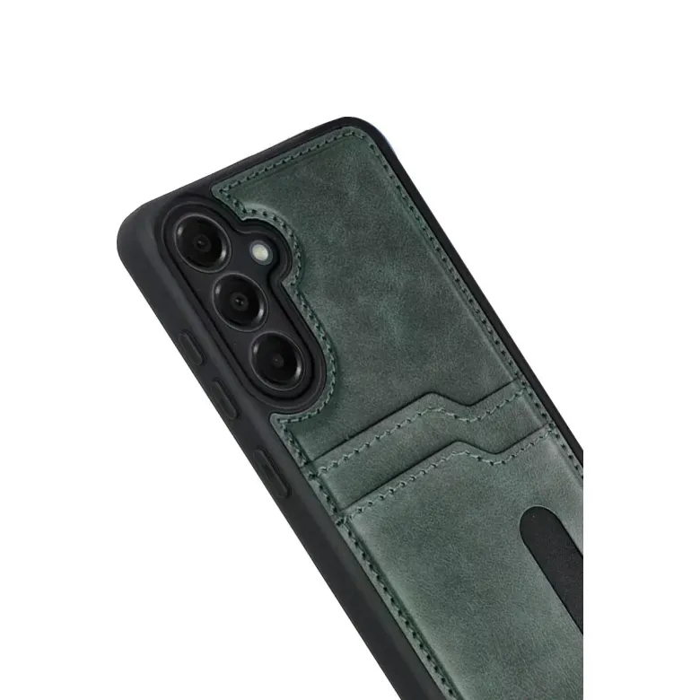 Samsung Galaxy A17 5g Sara Kartvizitli Deri Kılıf - Yeşil
