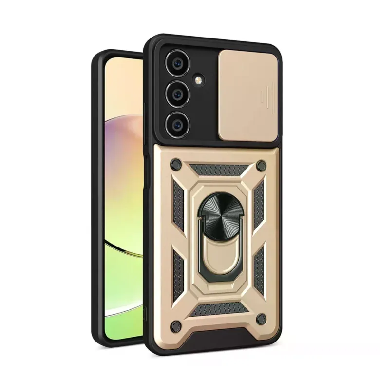Samsung Galaxy A25 5g Kılıf Pars Lens Yüzüklü Silikon - Gold