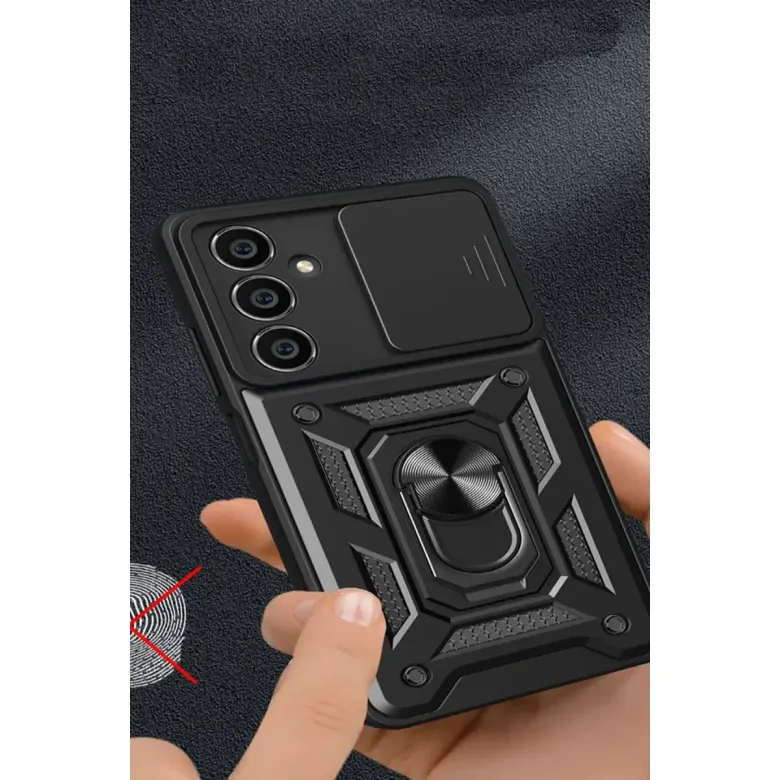 Samsung Galaxy A25 5g Kılıf Pars Lens Yüzüklü Silikon - Siyah