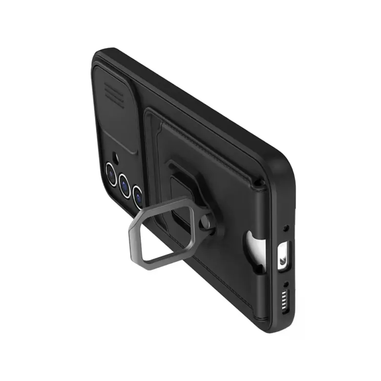 Samsung Galaxy A25 5g Kılıf Zuma Kartvizitli Yüzüklü Silikon - Siyah