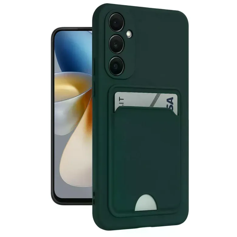Samsung Galaxy A26 Kılıf Kelvin Kartvizitli Silikon - Koyu Yeşil