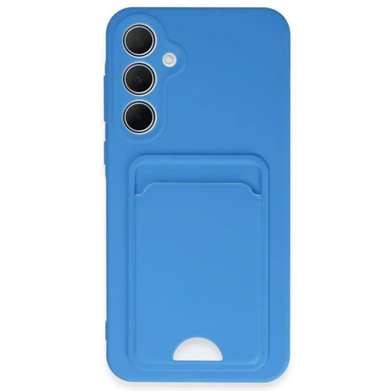 Samsung Galaxy A35 5g Kılıf Kelvin Kartvizitli Silikon - Mavi
