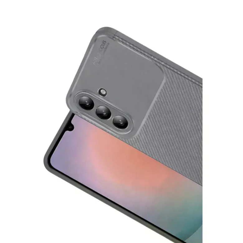 Samsung Galaxy A36 Kılıf Auto Focus Karbon Kapak - Gri
