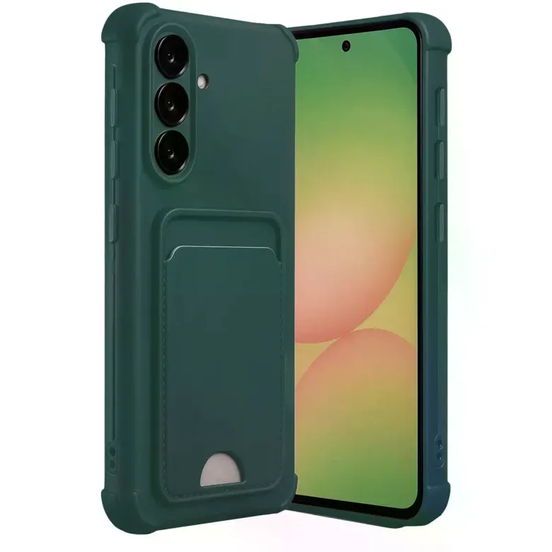 Samsung Galaxy A36 Kılıf Kelvin Kartvizitli Silikon - Koyu Yeşil