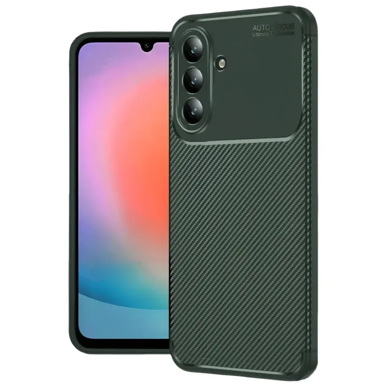 Samsung Galaxy A37 5g Auto Focus Karbon Kapak - Koyu Yeşil