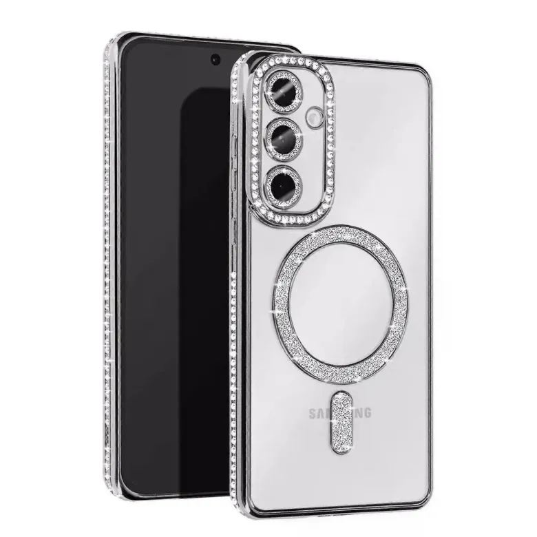 Samsung Galaxy A55 5g Joke Simli Magneticsafe Kılıf - Gümüş