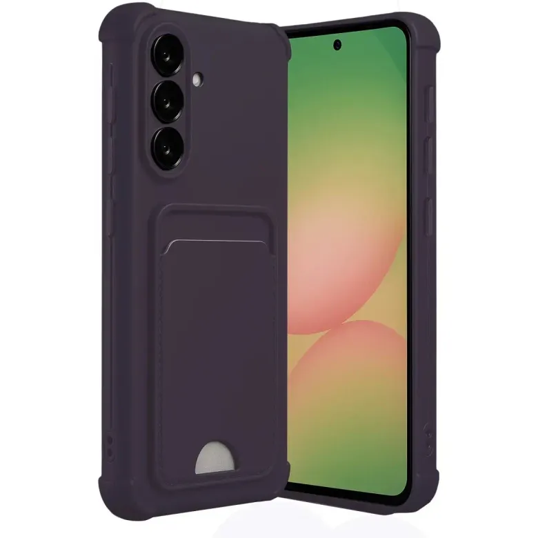 Samsung Galaxy A55 5g Kılıf Kelvin Kartvizitli Silikon - Derin Mor