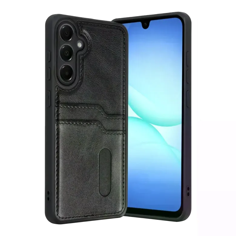 Samsung Galaxy A57 5g Sara Kartvizitli Deri Kılıf - Siyah