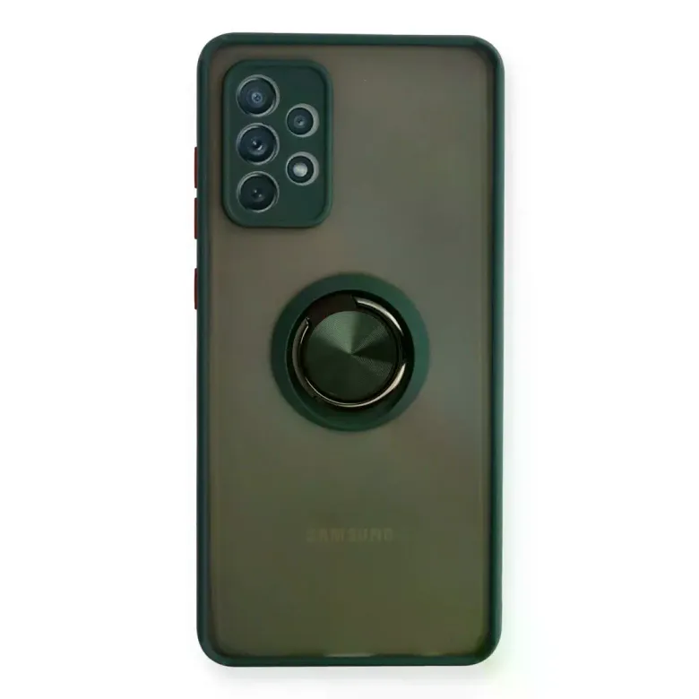 Samsung Galaxy A72 Kılıf Montreal Yüzüklü Silikon Kapak - Yeşil