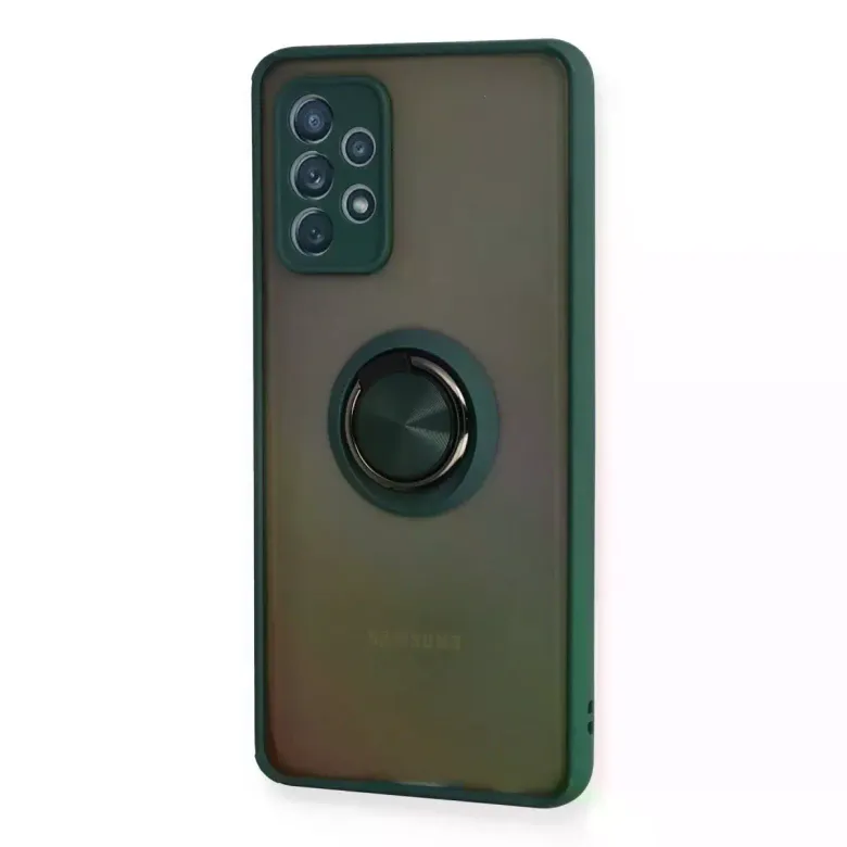 Samsung Galaxy A72 Kılıf Montreal Yüzüklü Silikon Kapak - Yeşil