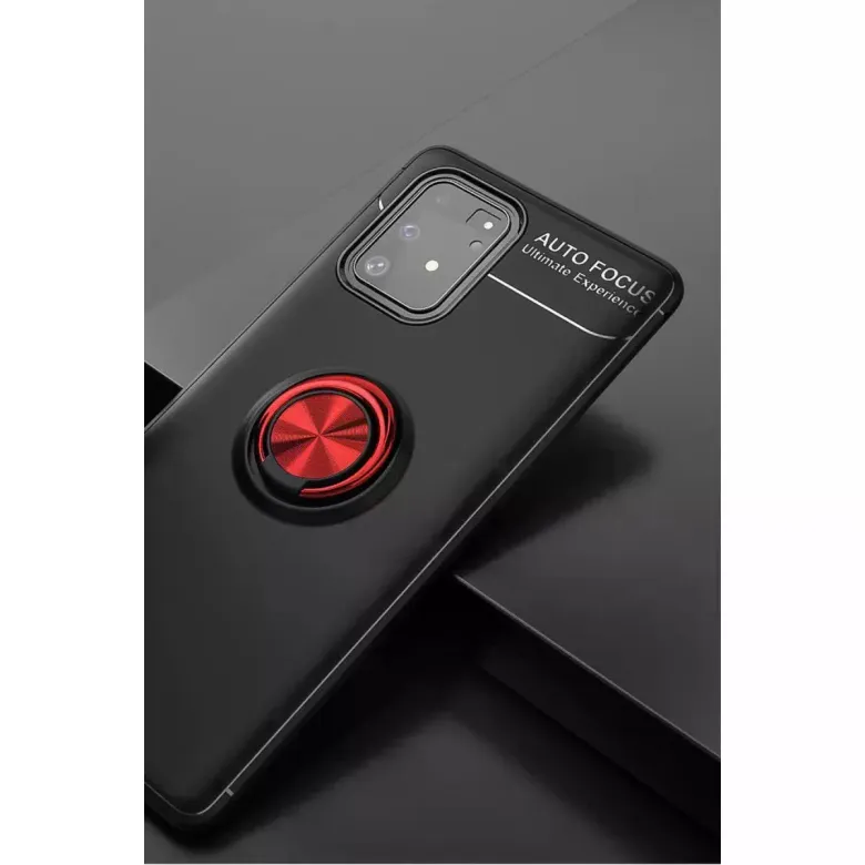 Samsung Galaxy A91 / S10 Lite Kılıf Range Yüzüklü Silikon - Siyah-kırmızı