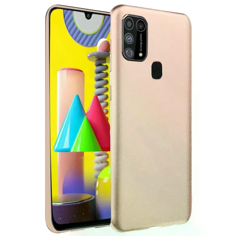 Samsung Galaxy M31 Kılıf Nano İçi Kadife Silikon - Pudra