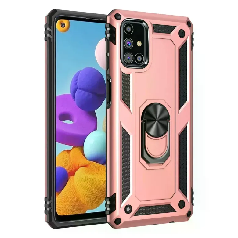 Samsung Galaxy M31s Kılıf Sofya Yüzüklü Silikon Kapak - Rose