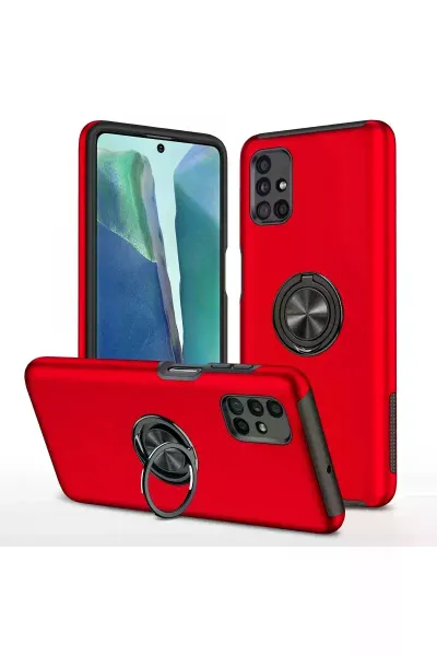 Samsung Galaxy M51 Kılıf Elit Yüzüklü Kapak - Kırmızı