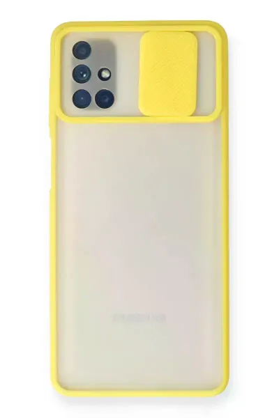 Samsung Galaxy M51 Kılıf Palm Buzlu Kamera Sürgülü Silikon - Sarı