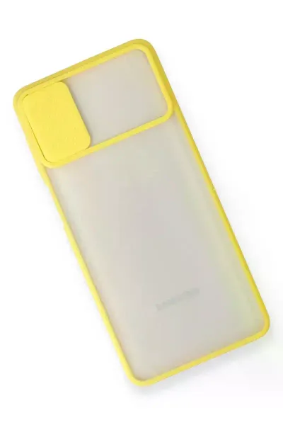 Samsung Galaxy M51 Kılıf Palm Buzlu Kamera Sürgülü Silikon - Sarı