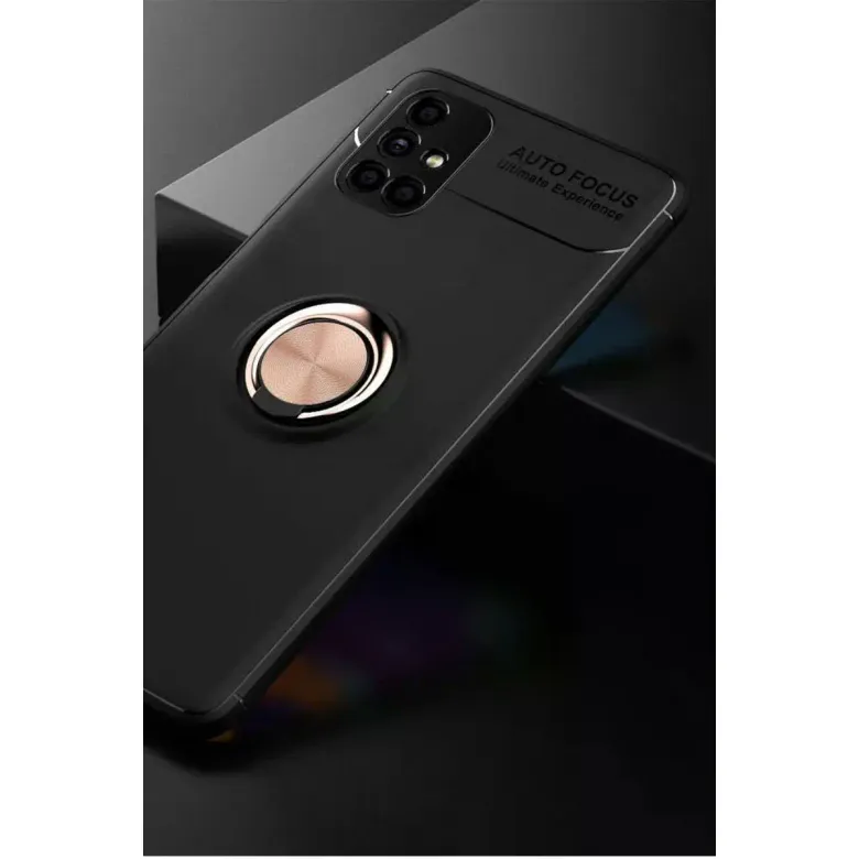 Samsung Galaxy M51 Kılıf Range Yüzüklü Silikon - Siyah-gold