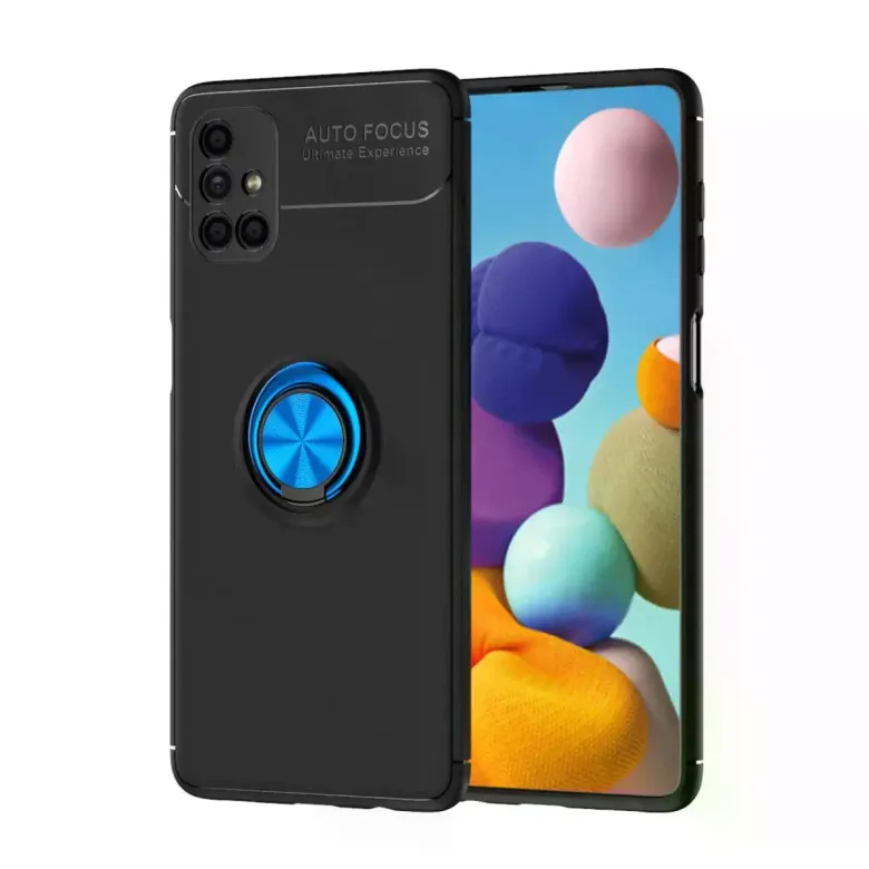 Samsung Galaxy M51 Kılıf Range Yüzüklü Silikon - Siyah-mavi