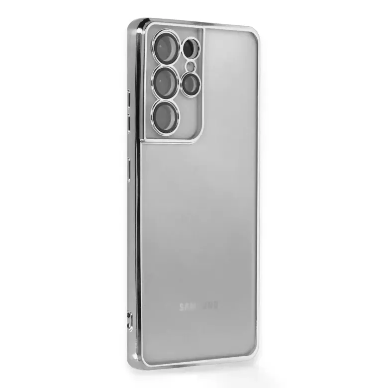 Samsung Galaxy S21 Ultra Kılıf Razer Lensli Silikon - Gümüş