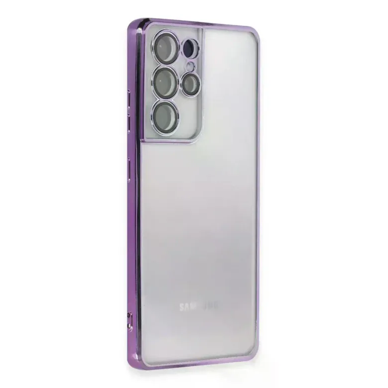 Samsung Galaxy S21 Ultra Kılıf Razer Lensli Silikon - Mor