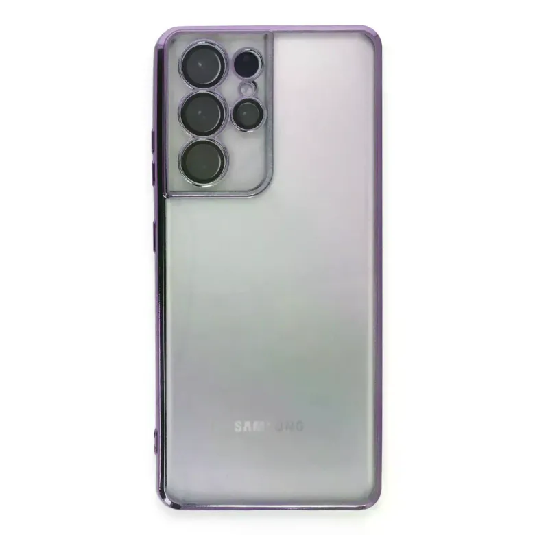 Samsung Galaxy S21 Ultra Kılıf Razer Lensli Silikon - Mor