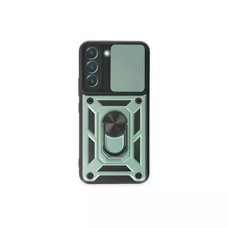 Samsung Galaxy S23 Fe Kılıf Pars Lens Yüzüklü Silikon - Yeşil
