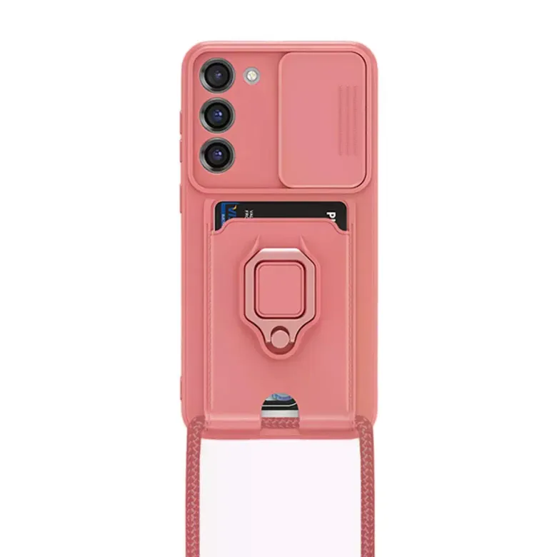 Samsung Galaxy S23 Plus Kılıf Zuma Kartvizitli Yüzüklü Silikon - Pembe