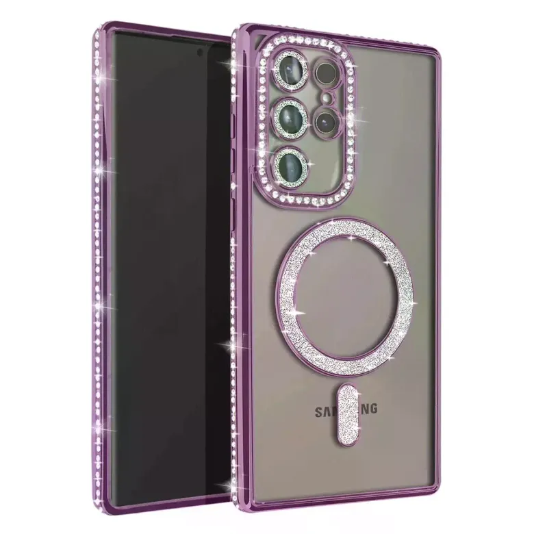 Samsung Galaxy S23 Ultra Joke Simli Magneticsafe Kılıf - Derin Mor