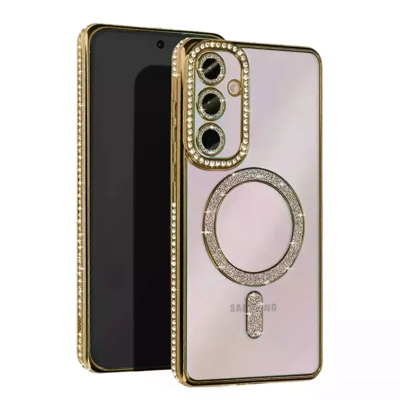 Samsung Galaxy S24 Fe Joke Simli Magneticsafe Kılıf - Gold