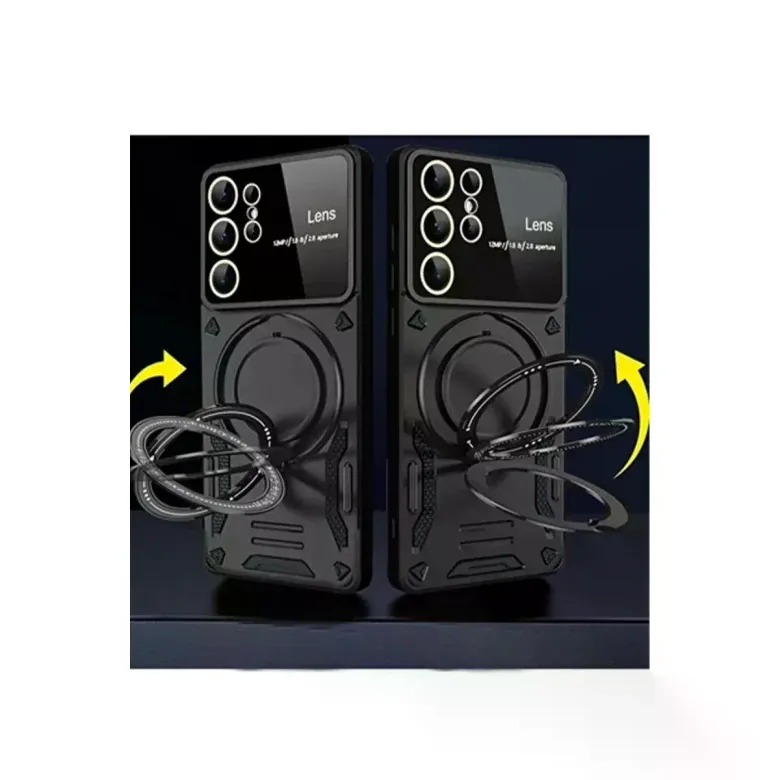 Samsung Galaxy S24 Ultra Kılıf Joy Lens Standlı Kapak - Kırmızı