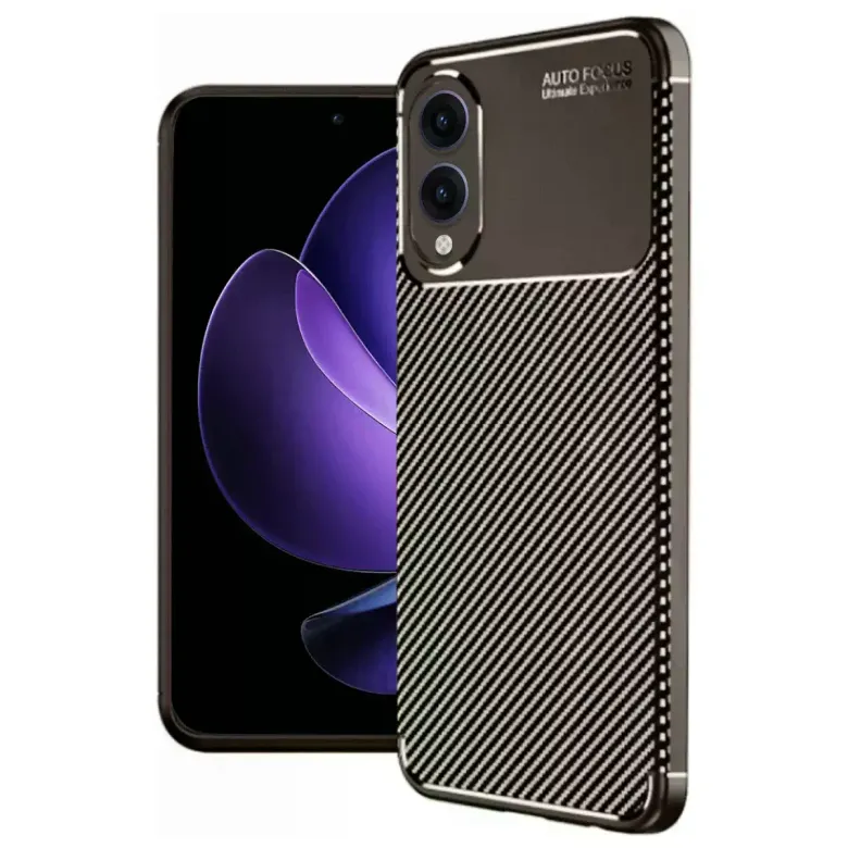 Samsung Galaxy S25 Edge Kılıf Auto Focus Karbon Kapak - Kahverengi