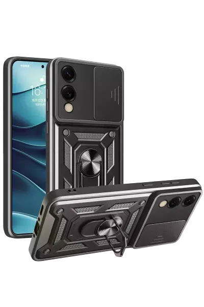 Samsung Galaxy S25 Edge Pars Lens Yüzüklü Silikon - Siyah