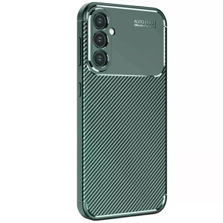 Samsung Galaxy S25 Kılıf Auto Focus Karbon Kapak - Koyu Yeşil