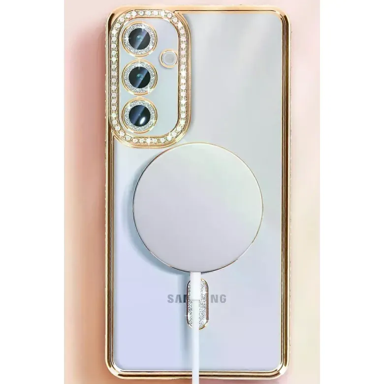 Samsung Galaxy S25 Kılıf Joke Simli Magneticsafe Kılıf - Gümüş