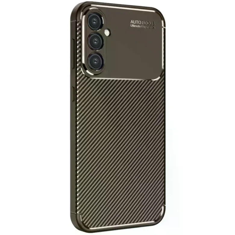 Samsung Galaxy S25 Plus Kılıf Auto Focus Karbon Kapak - Kahverengi