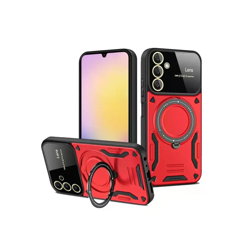 Samsung Galaxy S25 Plus Kılıf Joy Lens Standlı Kapak - Kırmızı