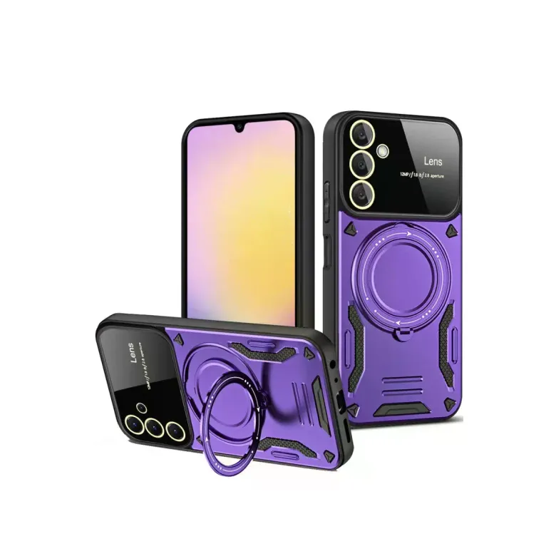 Samsung Galaxy S25 Plus Kılıf Joy Lens Standlı Kapak - Mor
