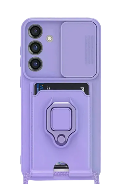 Samsung Galaxy S25 Plus Kılıf Zuma Kartvizitli Yüzüklü Silikon - Lila