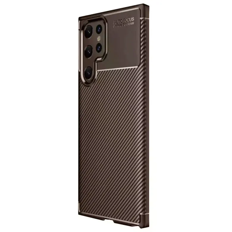 Samsung Galaxy S25 Ultra Kılıf Auto Focus Karbon Kapak - Kahverengi